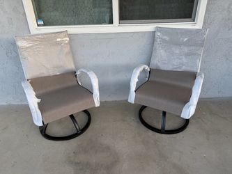 Swivel Aluminum Textilene Outdoor Dining Chair in Brown (2-Pack)