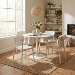 Homy Casa GADGETBLOKE 4PC Modern White Dining Chair, PP Material
