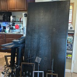 Table, Light Fixture, Bar Stools