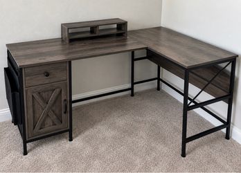 🖥️📚 COMPLETE HOME OFFICE SETUP – L-SHAPED DESK + MATCHING BOOKSHELF – ONLY $275 FOR BOTH! 🔥