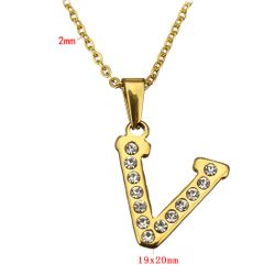 Necklace stainless steel initial alphabet letter 18k Gold Plated