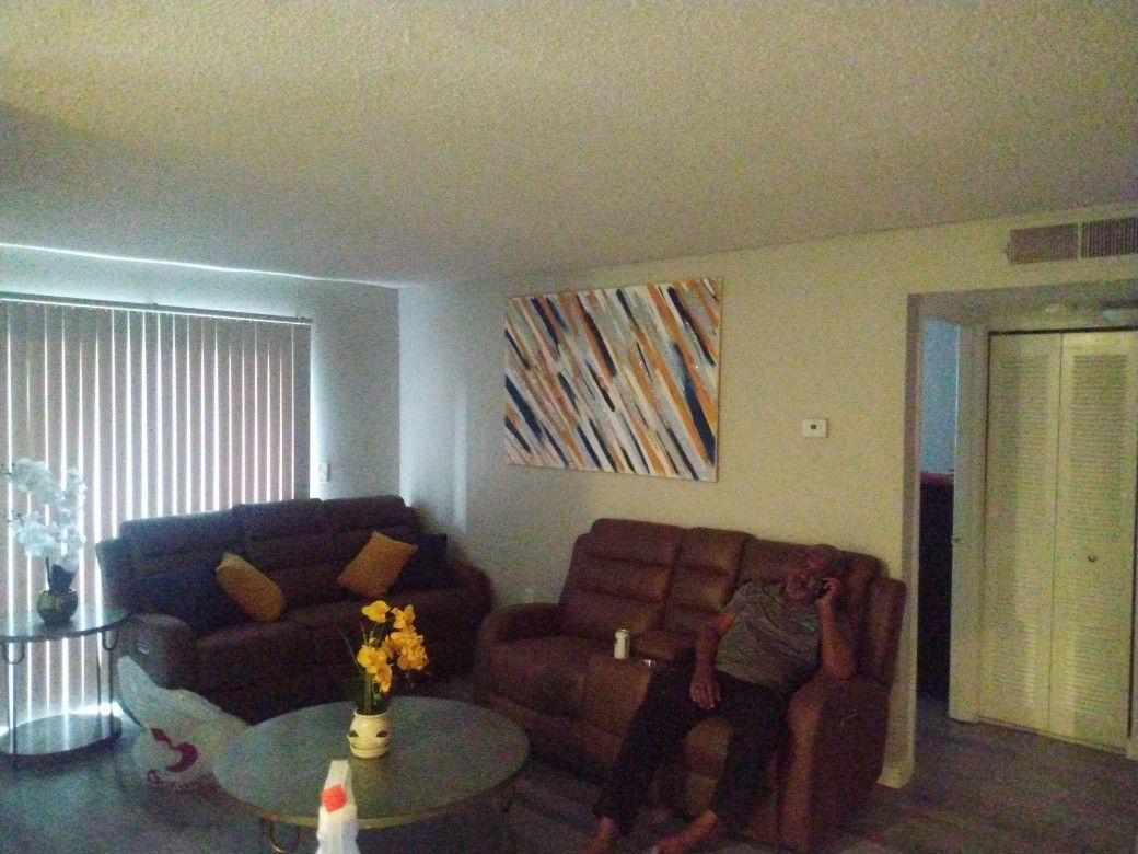 Two Recliner Sofas With 2 End Tables And Coffee Table Coffee Color 