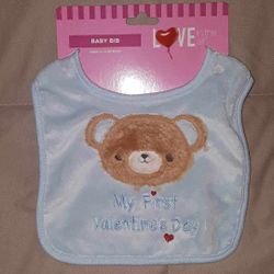 NEW infant baby boy blue bib "My First Valentine's" $3 FIRM