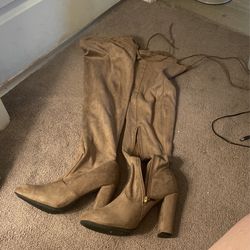 Taupe knee high boots