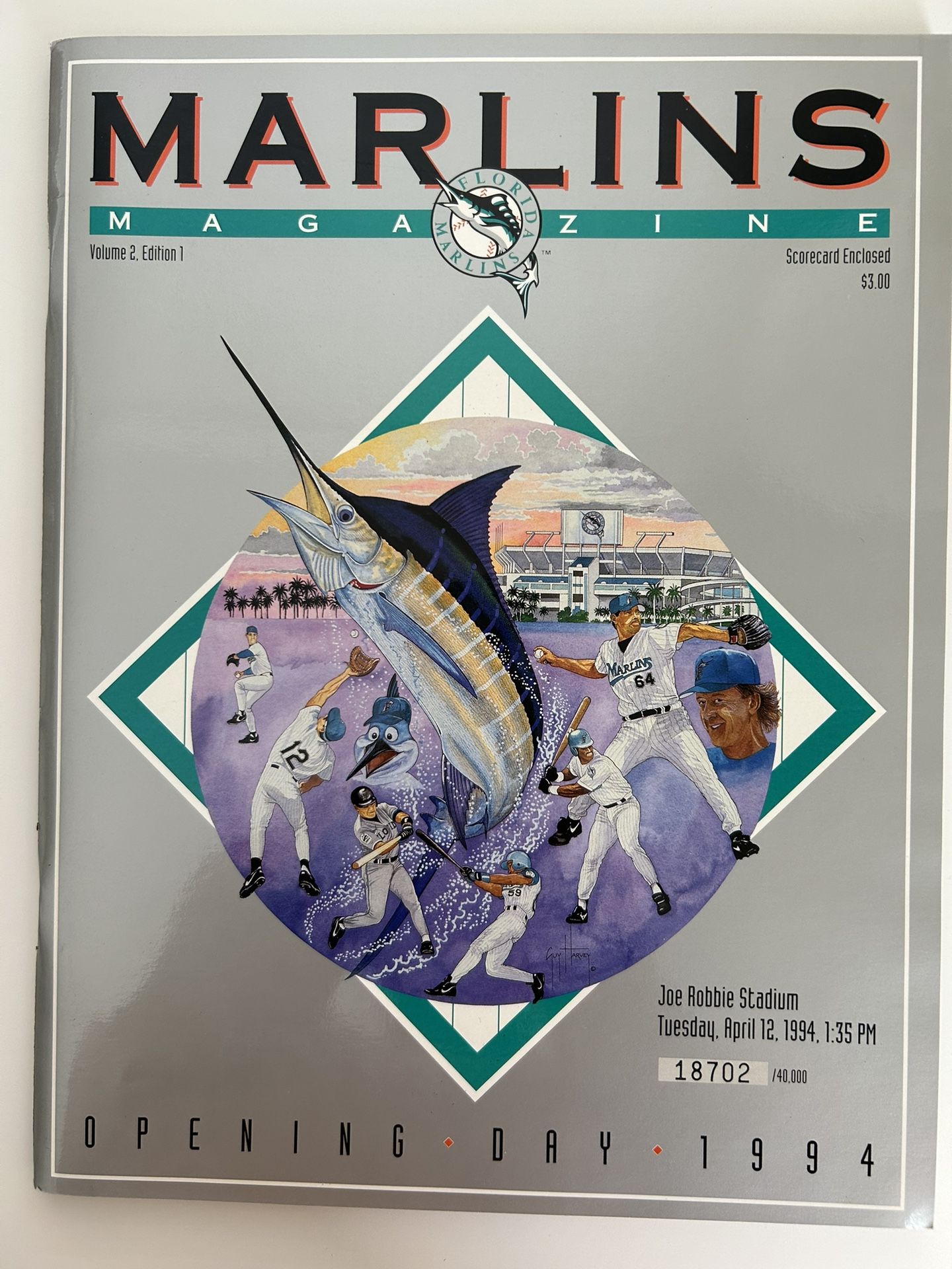 Florida Marlins Program April 12, 1994 Opening Day Numbered 18702/40000