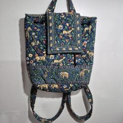 Vintage Vera Bradley Animal Kingdom Safari Quilted Backpack Knapsack Retired