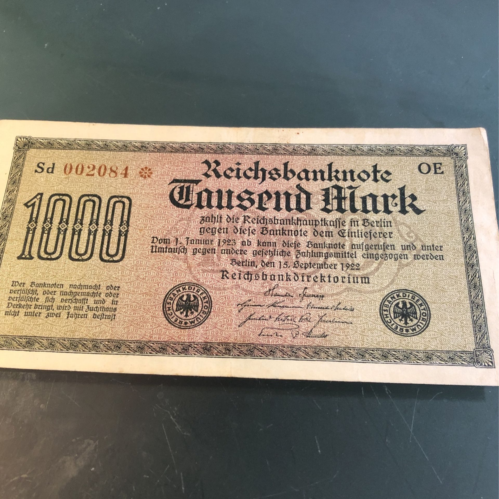 Vintage 1922 German Marks 1922