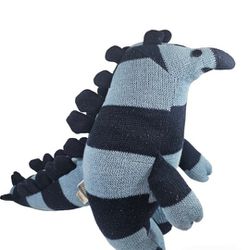 Land Of Nod Plush-a-Saur Blue Dinosaur, 14" Plush Toy, Knit