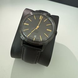 MEN LUXURY WATCH BLACK AND GOLD AUTOMATIC LEATHER