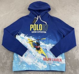NWT POLO RALPH LAUREN Men POLO 67 Expedition Blue KAYAK Fleece Hoodie! L! $248!