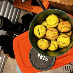 Bucket Of Softballs. 