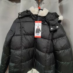 Black Youth Girls Jacket with hoodie & Pockets