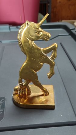 1960's-70's Vintage Brass Unicorn Bookend MCM