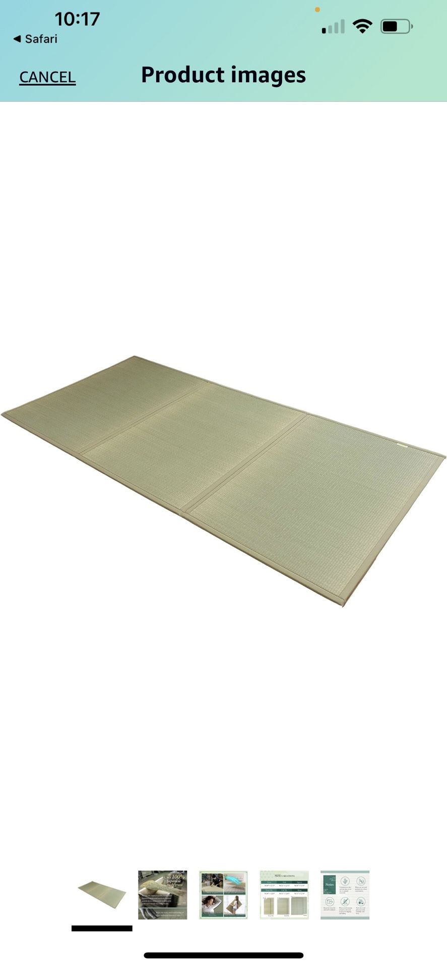 FULI Japanese Tatami Mattress, Igusa Mat (100% Japanese Rush Grass) Folds in Three, Made in Japan