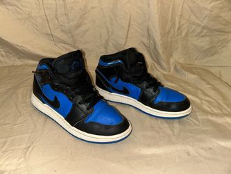 Nike Air Jordan 1 Mid GS "Hyper Royal" – Black / Blue (Youth Size 5Y)