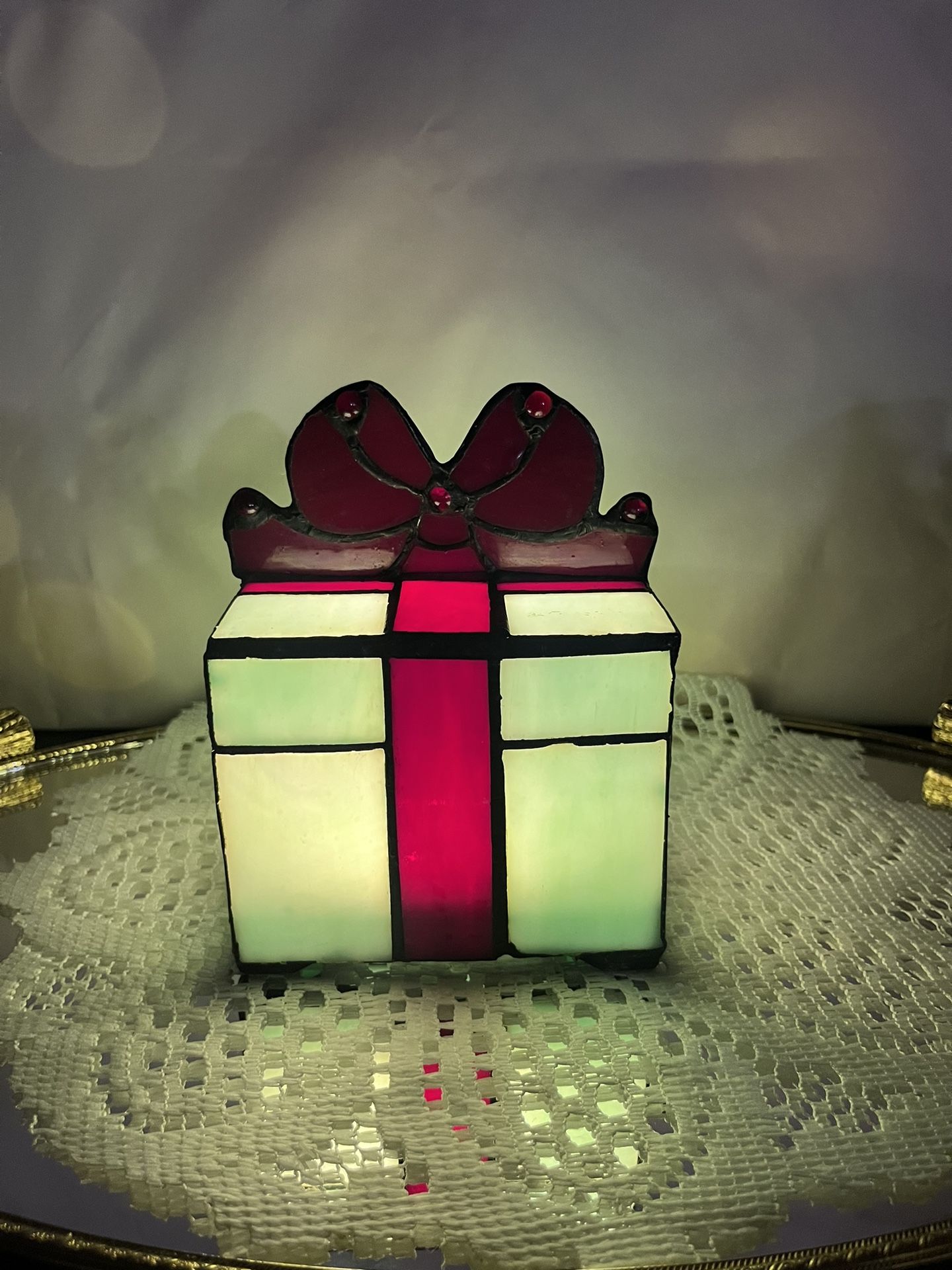 New Handcrafted LED Lighted Gift Package Accent Lamp Lighted Art Glass ...