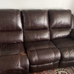 Leather Couch Recliner on Both Ends