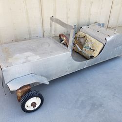 Homemade Vintage Aluminum Kids Electric Powered 3 Wheeled Toy Car