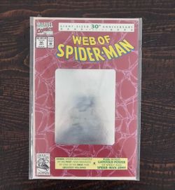 Web of Spider-Man #90 (July 1992), the 30th Anniversary Giant-Size Special with the famous silver hologram cover.