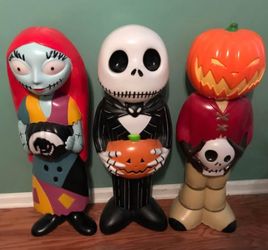 Nightmare Before Christmas set of 3 New old stock Blow Molds Jack Sally Pumpkin King