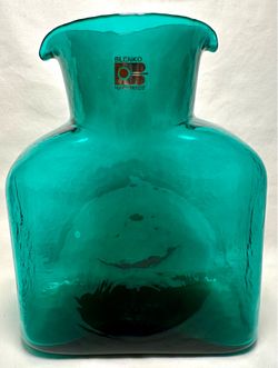 Blenko Teal Water Carafe 384-W -with Original Label