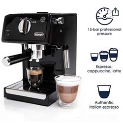De'Longhi ECP3120 15 Bar Espresso Machine with Advanced Cappuccino System, 9.6 x 7.2 x 11.9 inches, Black/Stainless Steel