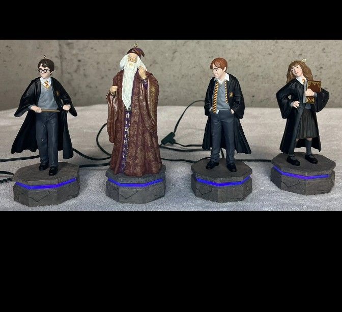 Harry Potter Hermione Ron And Dumbledore Hallmark 2019 Light Up Ornaments