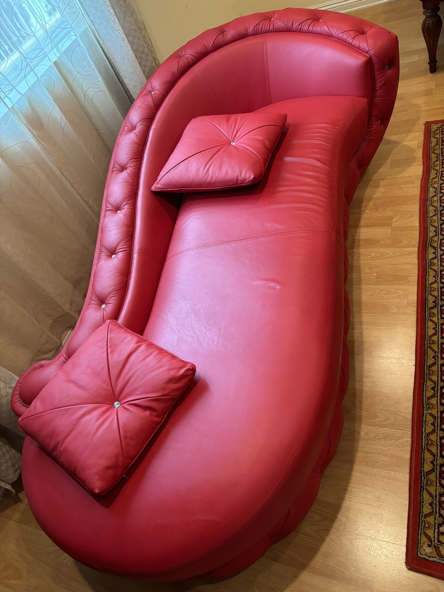 Red Leather Sofa Coach 
