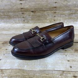 Mezlan Lorca Loafers Men's Size 11 M Brown Leather Gold Bit Strap Kiltie Shoes