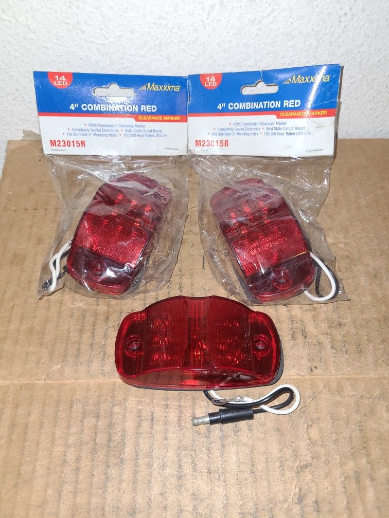 (3) Maxxima M23015R 4" Combination Red 14 LED Clearance Marker