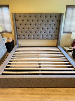 Cal King Upholstered Storage Bed+ Mattress