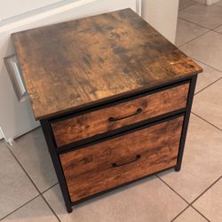  2 Drawers, End Table with Fabric for Bedroom, Closet, Entryway, College Dorm, Brown
