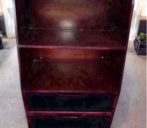 31" Mahogany & Black Shelf w/2 Drawers