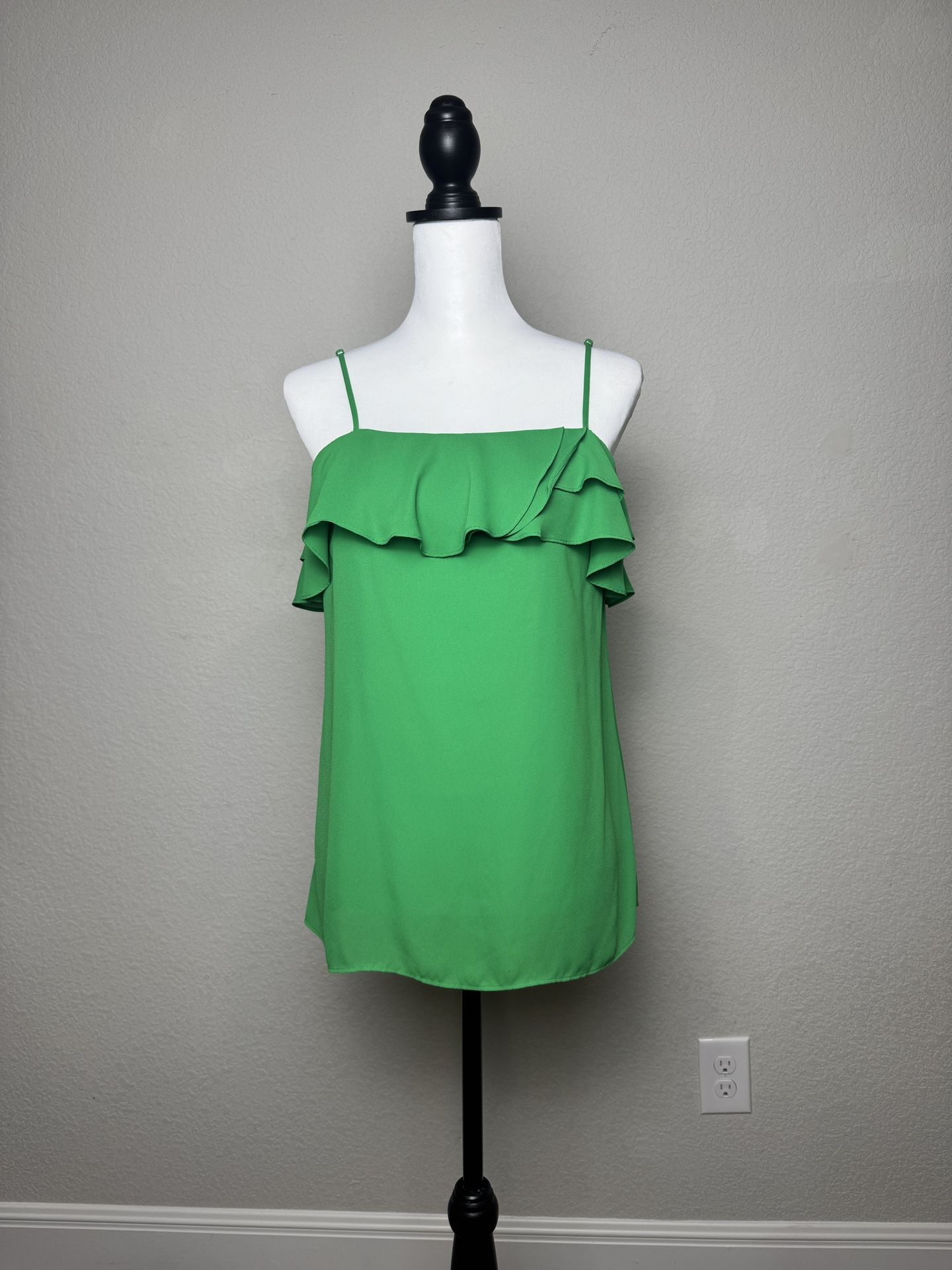 Gianni Bini Green Ruffle Strap Top
