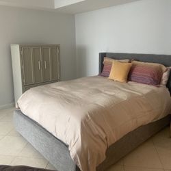 Grey Storage Bed And Mattress