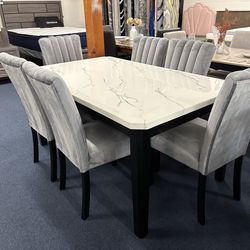 Faux marble 7pc dining set