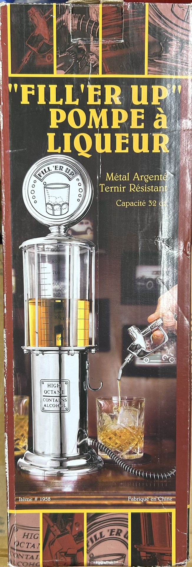 New - Vintage-Style "Fill'er Up" Gas Pump Liquor Dispenser - Godinger
