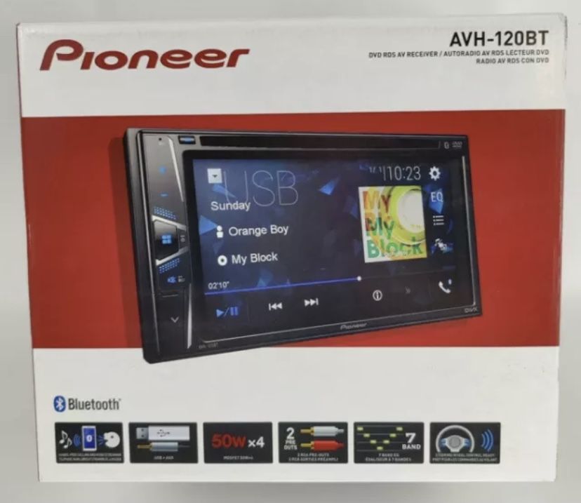 New Pioneer AVH120BT 6.2 in Double Din Bluetooth Receiver Stereo DVD CD USB AUX 