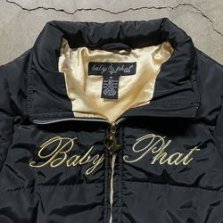 Vintage 2000’s Y2K Women’s Baby Phat Embroidered Bedazzle Puffer Jacket M