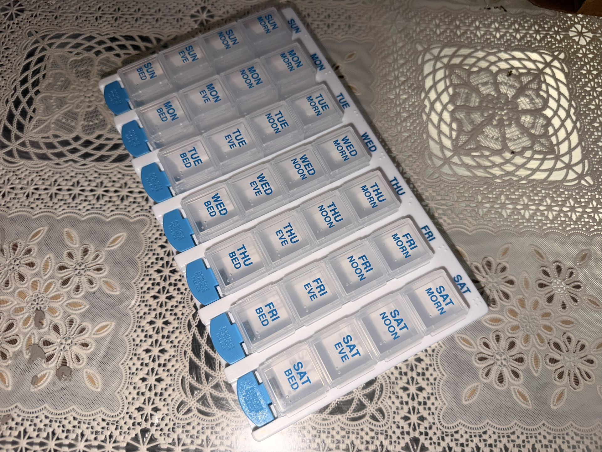 DOSE Weekly (7 Day) 4 Times a Day Push Button Pill Organizer and Vitamin Planner