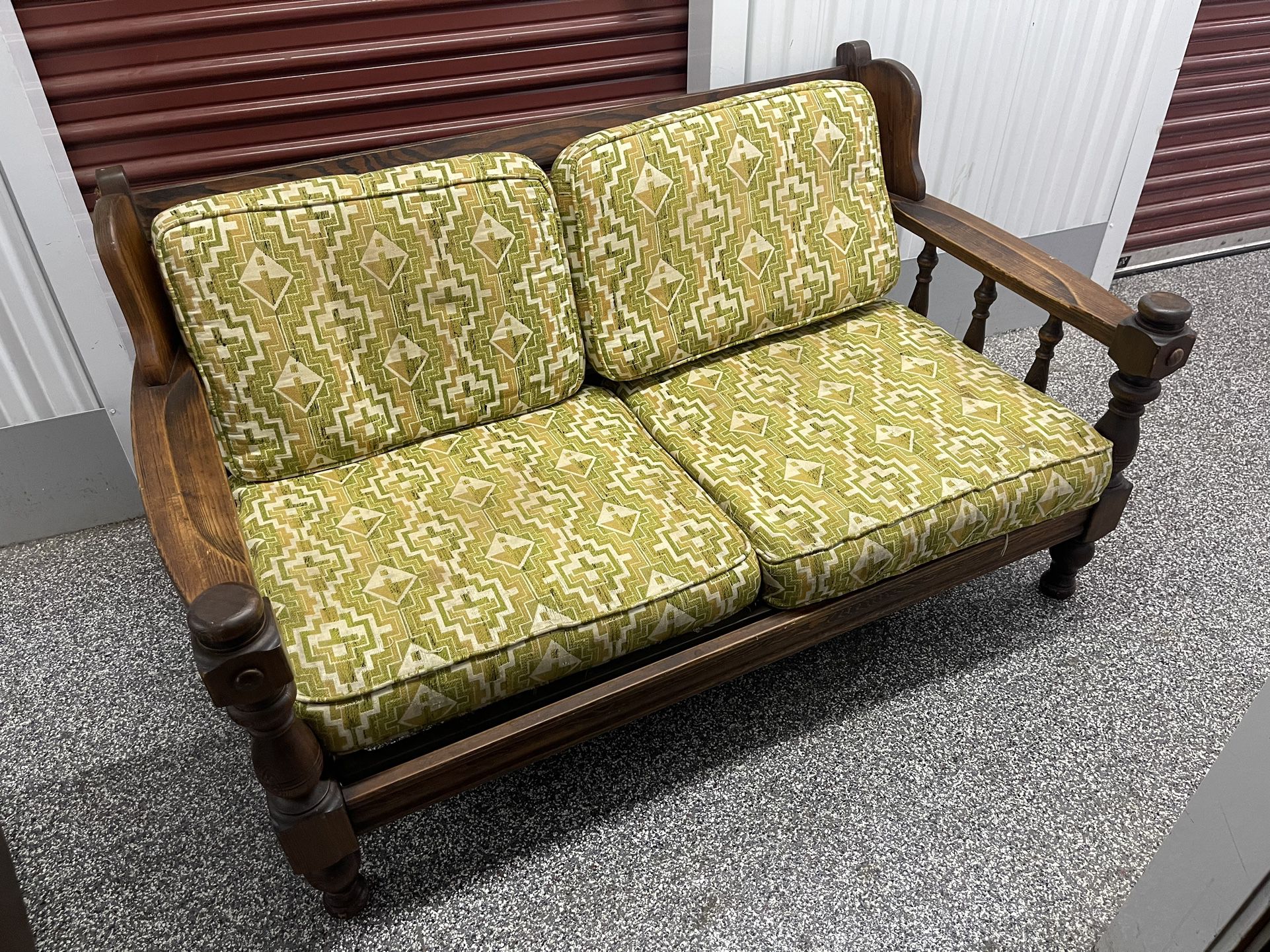 Vintage Groovy Funky Bohemian Mid Century Loveseat Sofa Couch