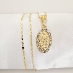 Guadalupe Women's Necklace. 14K Gold Plated.  New 