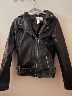 Black Faux Leather Biker Jacket