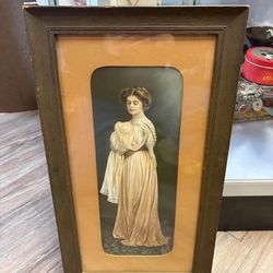 Antique Framed Print of Mother with Child / Matted & Framed