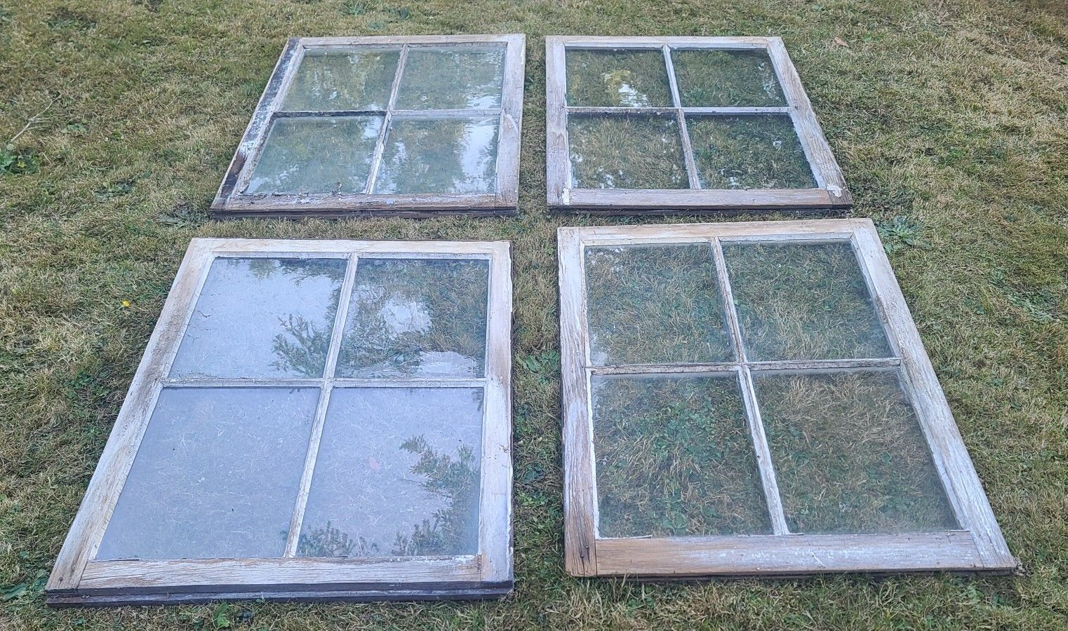 4 Antique Wood Windows