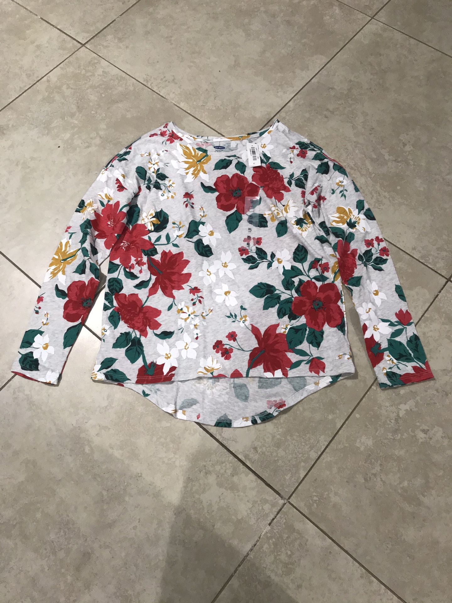 Old Navy Girl’s Flowered Long Sleeve Blouse Size XL (14)