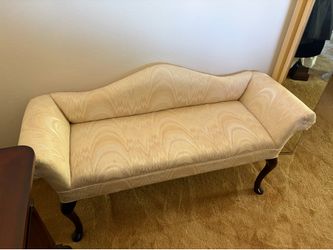 Vintage Upholstered Window Bench/Settee - Cream