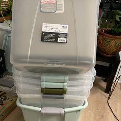 Storage Bins Latching Tote Moving Clear Plastic With Lids
