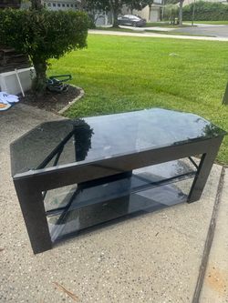 Black glass TV stand Media Console
