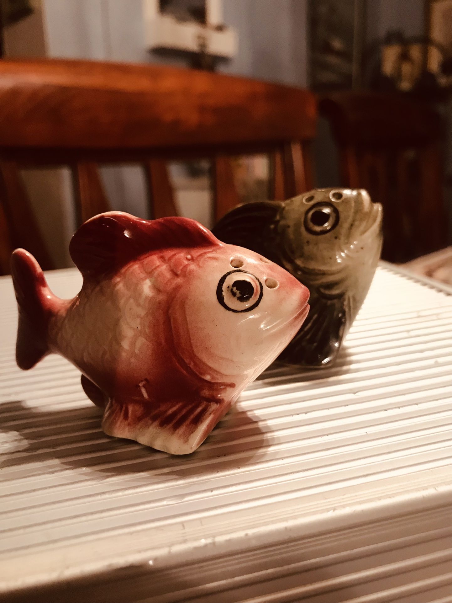 Vintage Fish Salt And Pepper Shakers ( I Purchased Them As A Set, They Have The Same Amount Of Holes) 